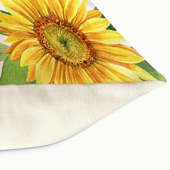 NEW HELLO SUMMER SUNFLOWERS BUTTERFLY FARMHOUSE FLORAL LINEN PILLOW COVER 17.7" - Picture 6 of 6